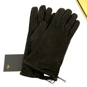 EGA FENDI Leather Gloves Black/9BM0163